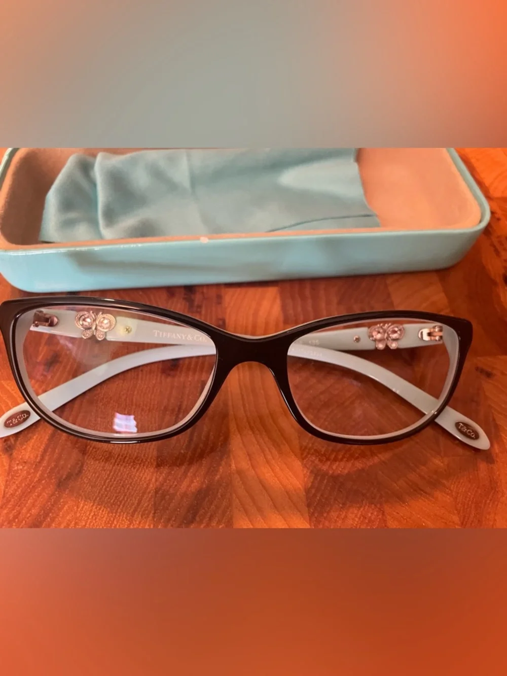 Tiffany & Co. Women's Eyeglass Frames. Black & Blue. Butterfly Accents. TF2051B - Picture 4 of 13